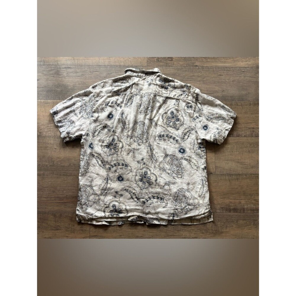 Tommy Bahama men’s size XXL 100% linen white and blue floral button down shirt - Picture 7 of 13